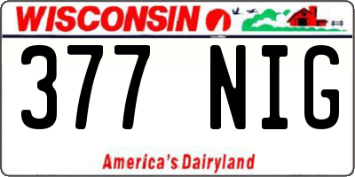 WI license plate 377NIG
