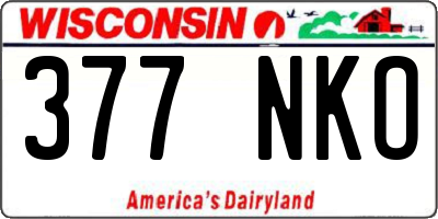 WI license plate 377NKO