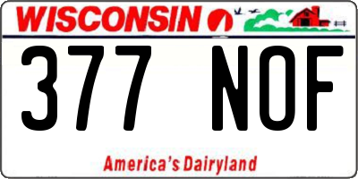 WI license plate 377NOF