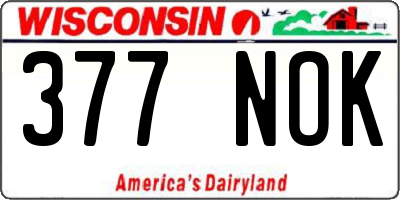 WI license plate 377NOK