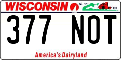 WI license plate 377NOT