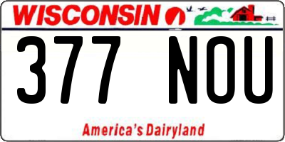 WI license plate 377NOU