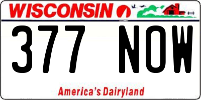 WI license plate 377NOW