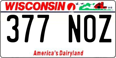 WI license plate 377NOZ