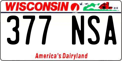 WI license plate 377NSA