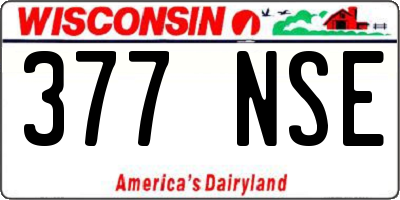 WI license plate 377NSE