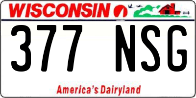 WI license plate 377NSG