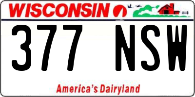 WI license plate 377NSW
