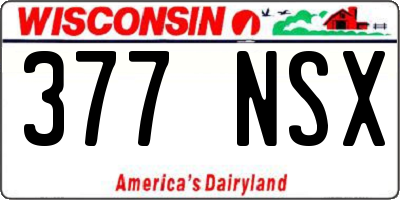 WI license plate 377NSX