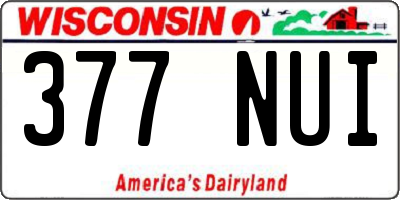 WI license plate 377NUI