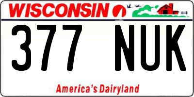 WI license plate 377NUK