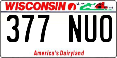 WI license plate 377NUO