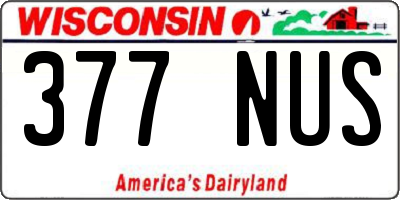 WI license plate 377NUS