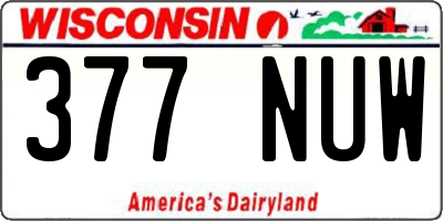 WI license plate 377NUW