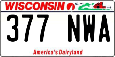 WI license plate 377NWA