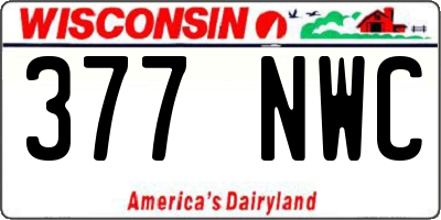 WI license plate 377NWC