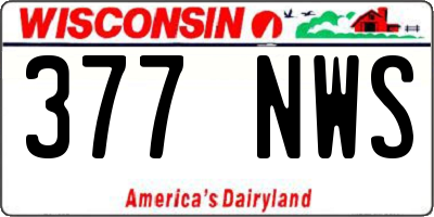 WI license plate 377NWS