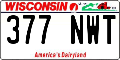 WI license plate 377NWT