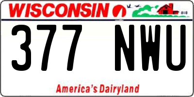 WI license plate 377NWU