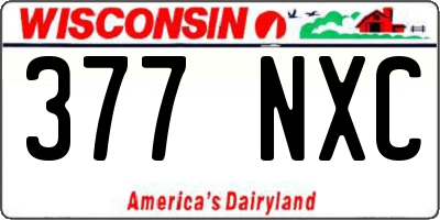 WI license plate 377NXC