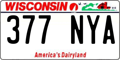 WI license plate 377NYA