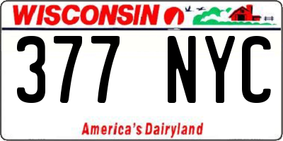 WI license plate 377NYC