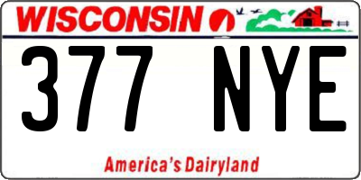 WI license plate 377NYE