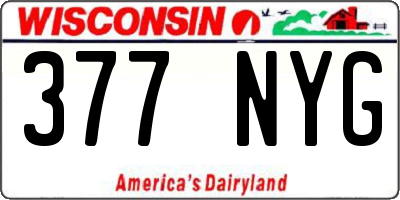 WI license plate 377NYG