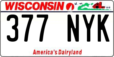 WI license plate 377NYK
