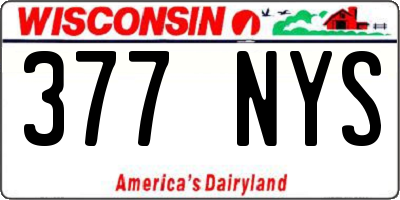 WI license plate 377NYS