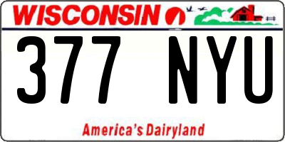 WI license plate 377NYU