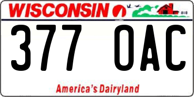 WI license plate 377OAC