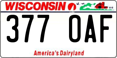 WI license plate 377OAF