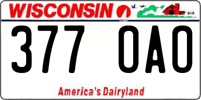 WI license plate 377OAO