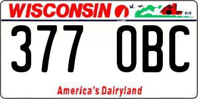 WI license plate 377OBC