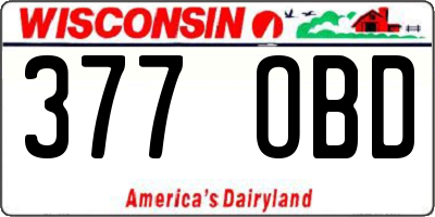 WI license plate 377OBD