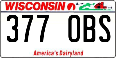 WI license plate 377OBS