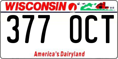WI license plate 377OCT