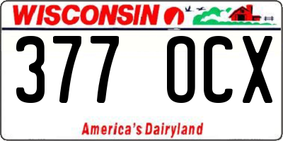 WI license plate 377OCX