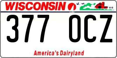 WI license plate 377OCZ