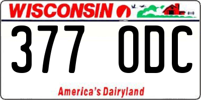 WI license plate 377ODC