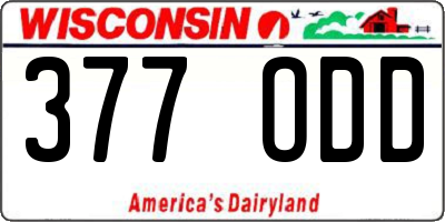 WI license plate 377ODD