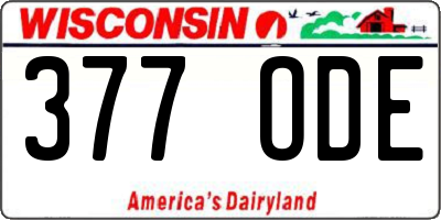 WI license plate 377ODE
