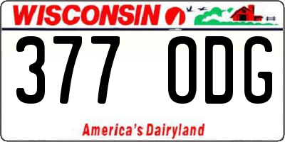 WI license plate 377ODG
