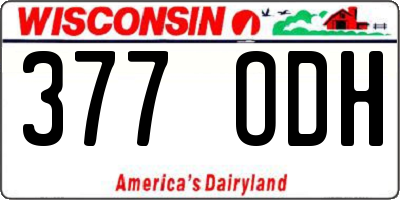 WI license plate 377ODH