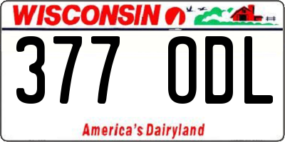 WI license plate 377ODL