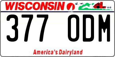 WI license plate 377ODM