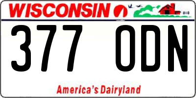 WI license plate 377ODN