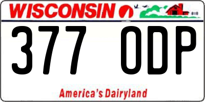 WI license plate 377ODP