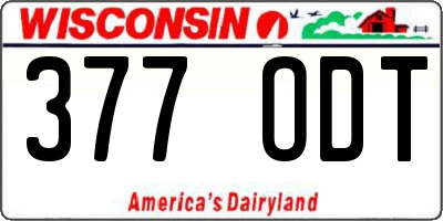 WI license plate 377ODT
